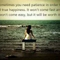Sometimes you need patience in order to find true happiness