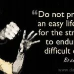 Brue Lee Quote; :Do not pray for an easy life.."
