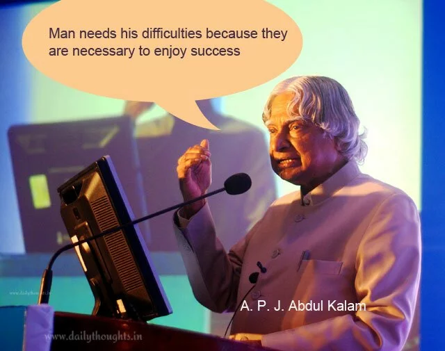 abdul kalam quote on success and difficulties